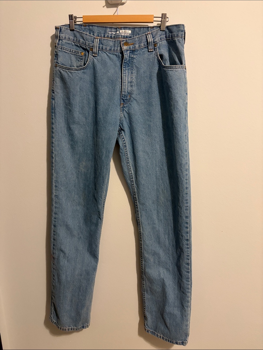 Carhartt Men's Straight Jeans in Light Blue Denim